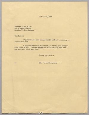 [Letter from Harris L. Kempner to Peal & Co., October 4, 1960]