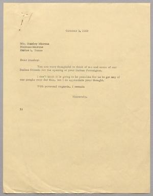 [Letter from Harris Leon Kempner to Stanley Marcus, October 3, 1960]
