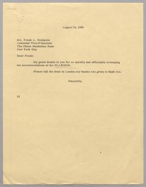 [Letter from Harris L. Kempner to Frank A. Richards, August 13, 1960]