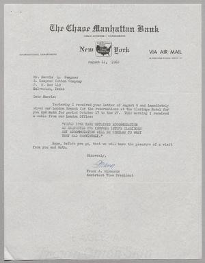 [Letter from Frank A. Richards to Harris L. Kempner, August 11, 1960]