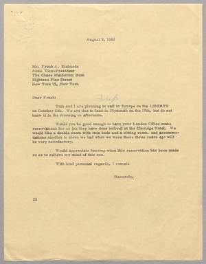 [Letter from Harris L. Kempner to Frank A. Richards, August 9, 1960]