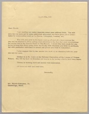 [Letter from Harris Leon Kempner to Shrub, April 27, 1960]