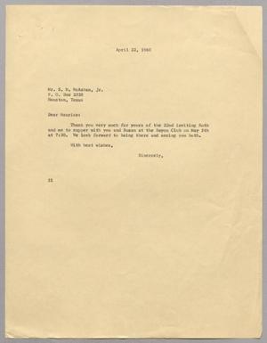[Letter from Harris L. Kempner to S. M. McAshan, Jr., April 22, 1960]