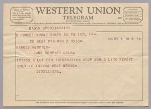 [Telegram from Deselliers to Harris L. Kempner, April 7, 1960]