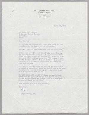 [Letter from W. E. Crosby, Jr. to Harris L. Kempner, March 28, 1960]