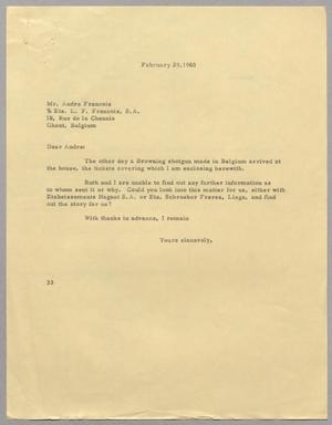 [Letter from Harris L. Kempner to Andre Francois, February 29, 1960]