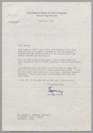 [Letter from Kearney Wornall to Harris L. Kempner, March 15, 1960]