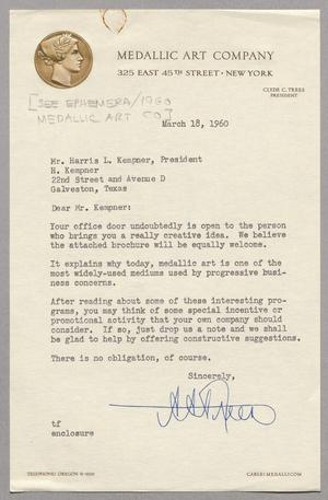 [Letter from Clyde C. Trees to Harris Leon Kempner, March 18, 1960]