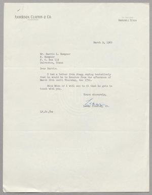 [Letter from Lamar Fleming, Jr. to Harris L. Kempner, March 9, 1960]