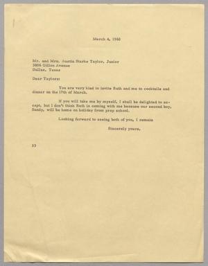 [Letter from Harris Leon Kempner to Mr. and Mrs. Austin Starke Taylor, Jr, March 4, 1960]