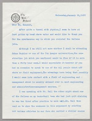 [Letter from John Herrick to Harris L. Kempner, January 20, 1960]
