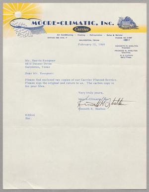 [Letter from Kenneth R. Shelton to Harris Leon Kempner, February 12, 1960]
