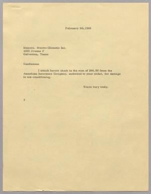 [Letter from Harris Leon Kempner to Messrs. Moore-Climatic Inc., February 9, 1960]