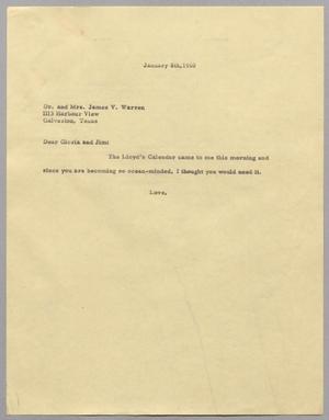 [Letter from Harris Leon Kempner to Dr. and Mrs. James V. Warren, January 8, 1969]