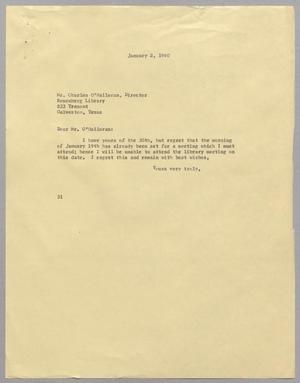 [Letter from Harris L. Kempner to Charles O'Halloran, January 2, 1960]
