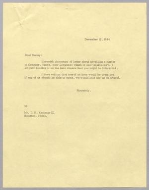 Primary view of object titled '[Letter from Harris L. Kempner to I. K. Kempner III, December 10, 1964]'.