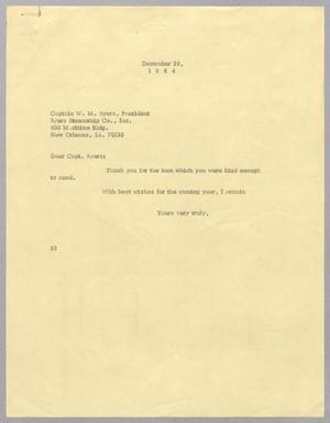 [Letter from Harris L. Kempner to W. M. Ayers, December 30, 1964]