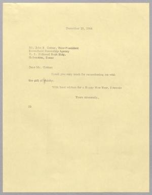[Letter from Harris L. Kempner to John B. Cotter, December 28, 1964]