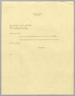 [Letter from Harris L. Kempner to Norman Fish, December 23, 1964]