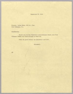 [Letter from Harris L. Kempner to Lykes Bros. SS Co., Inc., December 21, 1964]