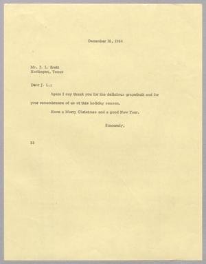 [Letter from Harris L. Kempner to J. L. Brett, December 16, 1964]
