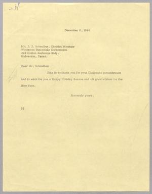 [Letter from Harris L. Kempner to J. J. Schreiber, December 11, 1964]