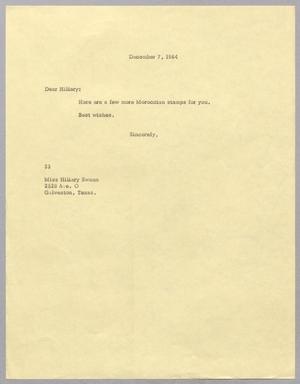 [Letter from Harris L. Kempner to Hiliary Swann, December 7, 1964]
