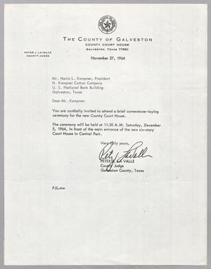 [Letter from Peter J. La Valle to Harris L. Kempner, November 27, 1964]