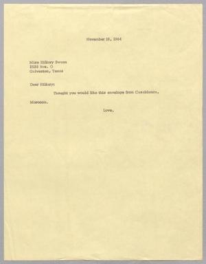 [Letter from Harris L. Kempner to Hiliary Swann, November 19, 1964]