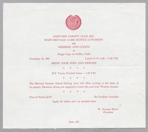 Primary view of object titled '[Invitation from Harvard Varsity Club Inc.]'.