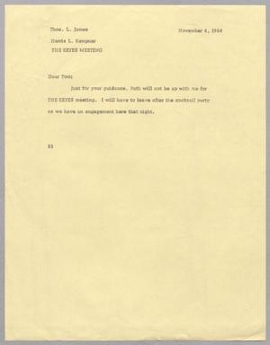 [Letter from Harris L. Kempner to Thomas L. James. November 4, 1964]