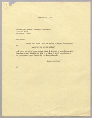 [Letter from Harris L. Kempner to the Galveston Chamber of Commerce, October 28, 1964]