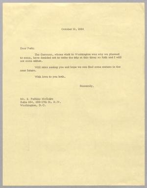 [Letter from Harris L. Kempner to E. Perkins McGuire, October 13, 1964]