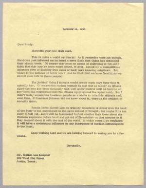 [Letter from Harris L. Kempner to Marion L. Kempner, October 16, 1964]
