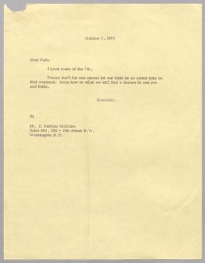 [Letter from Harris L. Kempner to E. Perkins McGuire, October 8, 1964]
