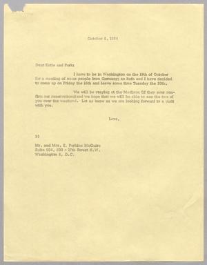 [Letter from Harris L. Kempner to Mr. and Mrs. E. Perkins McGuire, October 6, 1964]