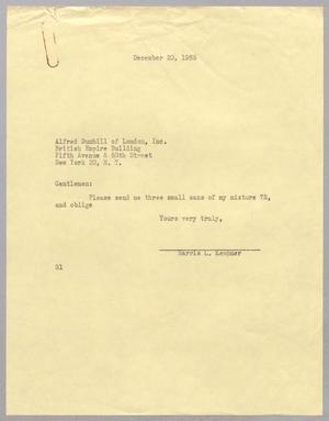 [Letter from Harris L. Kempner to Alfred Dunhill of London, Incorporated, December 20, 1954]