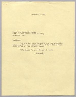 [Letter from Harris L. Kempner to Bloomfield Steamship Company, December 7, 1965]