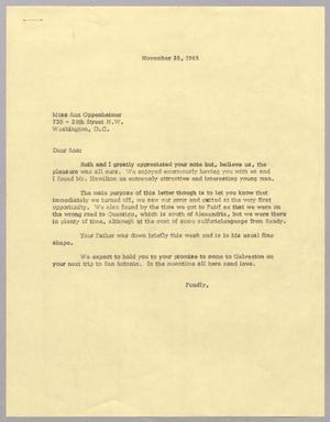 [Letter from Harris Kempner to Ann Oppenheimer, November 26, 1965]