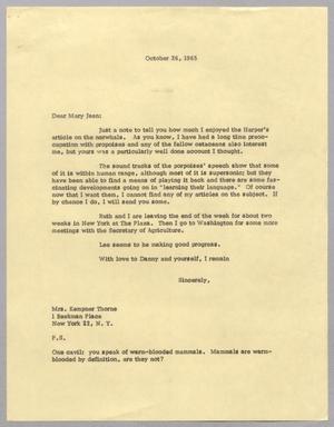 [Letter from Harris L. Kempner to Mary Jean Kempner Thorne, October 26, 1965]