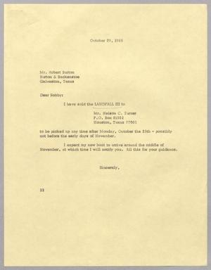 [Letter from Harris L. Kempner to Robert Burton, October 20, 1965]