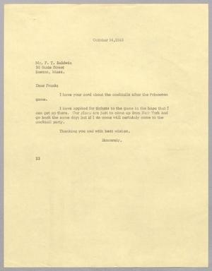 [Letter from Harris L. Kempner to F. T. Baldwin, October 14, 1965]