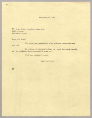 [Letter from Harris L. Kempner to Price Smith, September 15, 1965]