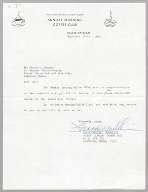[Letter from Larry Mullen to Harris L. Kempner, September 12, 1965]