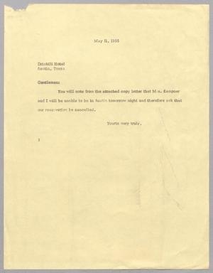 [Letter from Harris L. Kempner to Driskill Hotel, May 11, 1965]