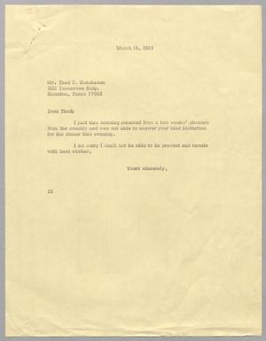 [Letter From Harris Leon Kempner to Thad T. Hutcheson, March 15, 1965]