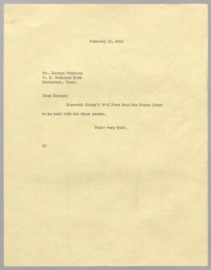 [Letter from Harris Leon Kempner to George Atkinson, February 12, 1965]