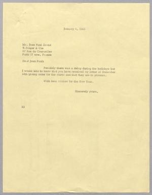 [Letter from Harris Leon Kempner to Jean Paul David, January 4, 1965]