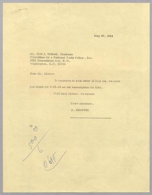 [Letter from Harris L. Kempner to Carl J. Gilbert, May 27, 1964]