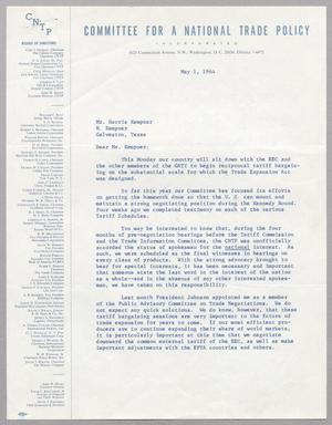 [Letter from Carl J. Gilbert to Harris L. Kempner, May 1, 1964]
